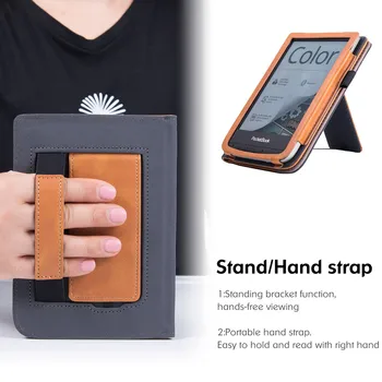 Stendas Atveju, skirtas Pocketbook Touch HD 3/Touch Lux4 5/Pagrindinis 4/Basic Lux 2/Pocketbook 633 Spalva eReader - su Dirželis/Sleep/Wake