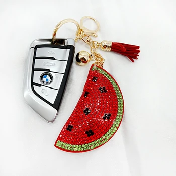 Naujas Korėjos Flanelė Vaisių Serijos Keychain Pakabukas Kūrybos Kalnų Krištolas Arbūzas Kutas Ornamentu Maišelį, Automobilių Reikmenys