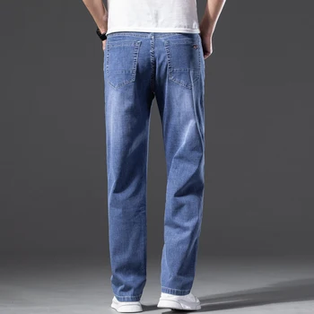 Vyriški Plius Dydis Vasaros Kelnės Plonas Skirsnio Naujus Džinsus 42 44 46 Klasikinis Tiesus Plauti Ruožas Atsitiktinis Džinsinio audinio Kelnės Jeans Mens
