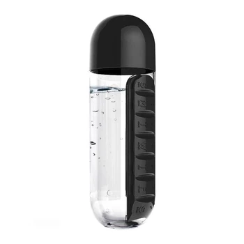 Naujas Nešiojamas 600ML Vandens Buteliuką Tablečių Dėžutė 2 in 1 Lauko Keliauti Vandens Butelis Medicina Taurės Plastikinių Butelių
