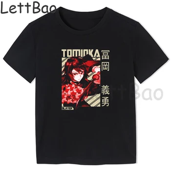 Kimetsu Nr. Yaiba Demon Slayer T Shirt Girls Grafinis Shinobu Japonų Anime Vaikams Marškinėlius Harajuku Kawaii Streetwear Punk T-shirt