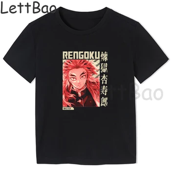 Kimetsu Nr. Yaiba Demon Slayer T Shirt Girls Grafinis Shinobu Japonų Anime Vaikams Marškinėlius Harajuku Kawaii Streetwear Punk T-shirt