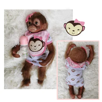 20inch Atgimsta Mielas Beždžionės Lėlės viso Kūno Vinilo Realus NewbornDolls su Drabužių ir Žaislų Aksesuarai Dovanos Vaikams