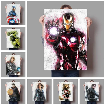 Marvel Superhero Keršytojas Geležinis Žmogus Akvarelė Krekingo Fone Deco Nuotrauką Namų Dekoro plakatai HD drobės tapybos T60