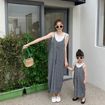 2021 Dukra ir Motina Vasaros Tėvų-vaikų Drabužių Gėlių Atsitiktinis Diržas Suknelė + T-shirt-Dviejų dalių kostiumėlį Mamytė ir Man