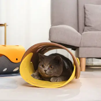 Naujas 2021 Patogus Funny Cat Lova Augintiniai Urvas Medžio Skylė Pet Tunelio 3 Spalvų Nuimamas Lovos ir Namų Plaunamas Veltinis Namas Katė