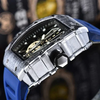 Prabanga Top Brand Vyrai Dizaineris Laikrodžiai Kvarco Silikono kopijuoti Žiūrėti Dirželis Raudona Juoda Karšto Pardavimo Vandeniui Reloj Hombre RIcHarD