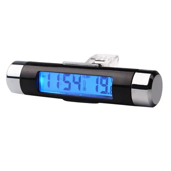 2 in 1 Nešiojamų Termometras Automobilinis Skaitmeninis Laikrodis Auto Reikmenys Oro Ventiliacijos Angos LCD Ekranas