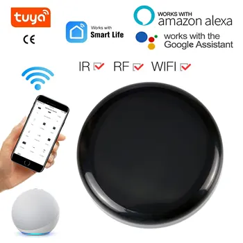 Tuya WiFi RF+IR Universalus Nuotolinio valdymo pultelis Smart Home RF Prietaisai Smart Gyvenimo Programėlė Balsas Nuotolinio Valdymo Dirbti su Alexa, Google