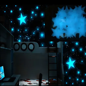 100vnt 3D Žvaigždžių Šviesos Tamsoje Švyti Lipdukai Liuminescencinės Pvc Sienos Menas Namų Lipdukai Vaikų Kambario Lubų, Sienų Apdailai