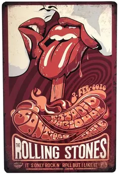Metalinės Sienos Ženklas Plakate Rolling Stones Alavo Pasirašyti Namų Miegamajame Bistro Klubas Club House Sienų Apdailai Plokštelė Metalinė Plokštelė