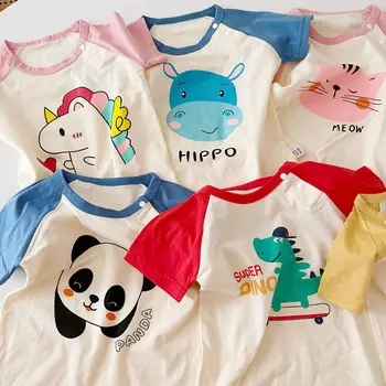 SMGSLIB Vaikų Marškinėliai T-shirts Vaikams iki 2021 m. Vasaros Vaikų Berniukų marškinėliai Medvilnės atvartas, Viršuje Vaikams Drabužių berniukų drabužiai
