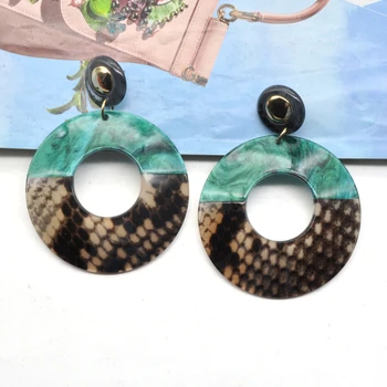 Snake pattern Acrylic Large Round Circle Stud Earrings