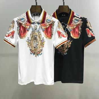 DUYOU Naujas Mens Polo marškinėliai vasarą vyrams Heraldikos spausdinti medvilnės polo marškinėliai vyrų trumpas rankovės marškinėliai, megztiniai prekės ženklo drabužių