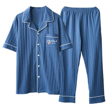 Pižama vyrų vasara naujas trumpas rankovės, kelnės paprastas laisvalaikio jaunimo galite dėvėti vyriški namų kostiumą vasarą Gamyklos Pardavimo