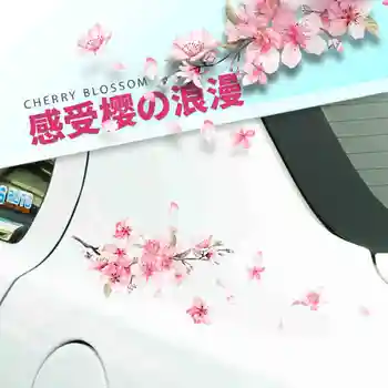 Klasikiniai Rytietiški Cherry Blossom Vinilo Meilės Automobilį Auto Gėlių Žavesio Lipdukas Rožinė Decal Pabrėžti, Automobilių Langų Dekoro Romantika