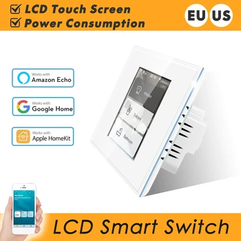 1/2/3 Gauja LCD Wifi Smart Wall Šviesos Jungiklis Užuolaidų 4 In1 Namuose Pereiti Dirbti Su Alexa 