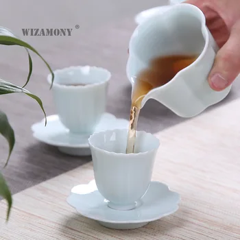Keramikos tikroji taurė plaktukas grūdų arbata jūros spalvos jūros vandens balto porceliano kung fu arbatos ceremonija arbatos splitter sutirštės Japonų rankų darbo taurė
