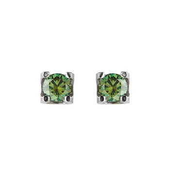 BOEYCJR S925 0.5/1/2c žalia Moissanite VVS1 Fine Jewelry Diamond Stud Auskarai Su gra sertifikatą Moterims