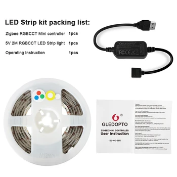 GLEDOPTO zigbee valdytojas mini smart TV LED šviesos juostelės rinkinys 5V usb rgb+bmt kompiuteris LED šviesos juostelės dirbti su zigbee hub echo