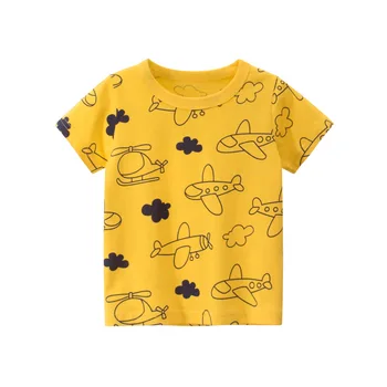 2021 Vasaros Kūdikių Berniukų marškinėliai Vaikas Animacinių filmų Plokštumos Erdvėje UFO Astronautas Spausdinti Trumpas Rankovės Marškinėliai Medvilnės Viršuje Tees Vaikų Drabužiai