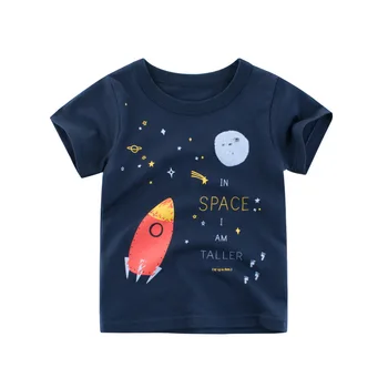 2021 Vasaros Kūdikių Berniukų marškinėliai Vaikas Animacinių filmų Plokštumos Erdvėje UFO Astronautas Spausdinti Trumpas Rankovės Marškinėliai Medvilnės Viršuje Tees Vaikų Drabužiai