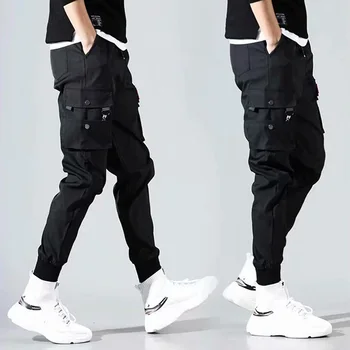 Vyrai Hip-Hop Drabužių Japonijos Mados Stilingas Gatvės Bėgiojimo Kelnės Vyrų Krovinių Kišenės Karinės Korėjos Drabužių Sweatpants