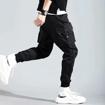 Vyrai Hip-Hop Drabužių Japonijos Mados Stilingas Gatvės Bėgiojimo Kelnės Vyrų Krovinių Kišenės Karinės Korėjos Drabužių Sweatpants