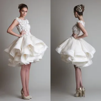 Naujas M. Princesė Kelio Ilgis Sluoksniuotos Organza Raukiniai Vestuvių Suknelės Appliqued Vien Atgal Trumpa Vestuvinė Suknelė
