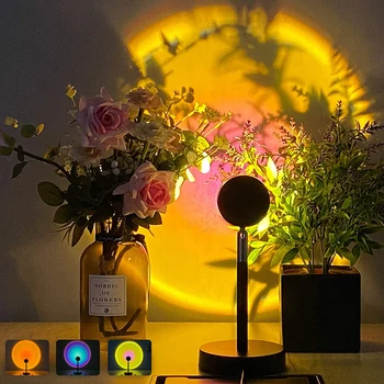 Projekcija Šviesos Žiedas su 180 Laipsnių Sukimosi Saulėlydžio Šviesos Romantiška Led Gyventi Garo Kamera, Šviesos Romantiška LED Šviesos Naktį