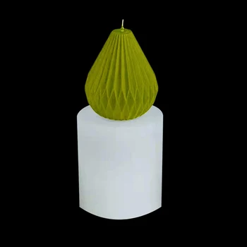 Geometrinės Linijos Origami Kriaušės Formos Dizainas Žvakė Silikono Formos Dryžuotas Kūgio formos Žvakė 