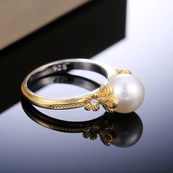 Žiedai Moterims Golden Flower Pearl Žiedai Pokylių Pora Vestuvių Žiedai Mados Paprasta Papuošalai Gimtadienio Dovana Draugei