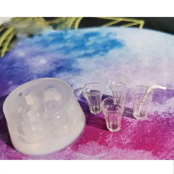 Rankų darbo 3D Mini Stiklo Butelis Dervos Pelėsių Gėrimo Butelis Šiaudų Pieno Puodelio Dervos Liejimo Formą Epoksidine Derva, Papuošalai, Įrankiai
