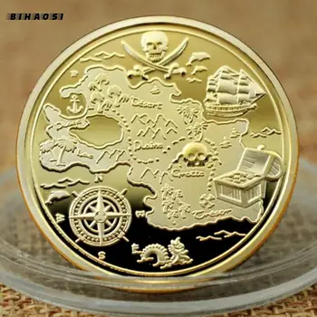 Piratų monetos 32mm AUKSO chromu padengtas EMALIU Paryžiaus bokšto nostalgiškas atminimo ženklelis rusijos senovės monetų kolekciją skeletas monetos turėti