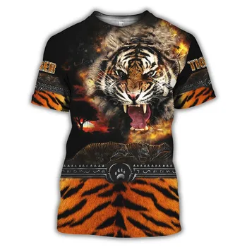 2021 Naujas Vasaros Madinga vyriški T-shirt Advanced Tigras 3d Spausdinimo T-shirt Harajuku Atsitiktinis O-kaklo trumparankoviai marškinėliai, Xxs-6xl.