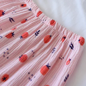 Pavasario Krepo Kimono Pižama Mažai Persimonas Spausdinti Loungewear V-Kaklo Trys Ketvirtį Kelnės Sleepwear 2 Gabalas Naktį Dėvėti Moterims