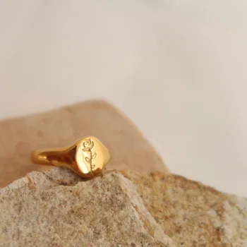 Romantiška Titano plieno Rožės žiedas 18K Auksu Padengti Nerūdijančio Plieno Vestuvių Juostas, Gėlių Sužadėtuvių Žiedai