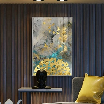 Abstrakti Aukso Žuvys Drugeliai Drobės Tapybos Sienos Meno Akvarelė Nuotrauką Plakatų Spausdinimo Kambarį Koridoriaus Apdaila