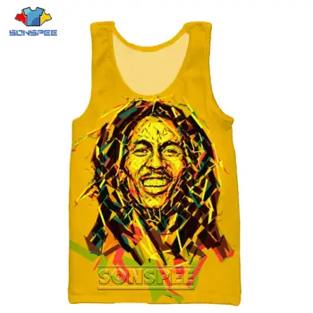 SONSPEE Vasaros Bob Marley Vyrų Vest Reggae, Rock 3D Spausdinimo Moterų Sporto Drabužių Mados Komfortą Homme Rankovių Hip-Hop Piktžolių Paplūdimys