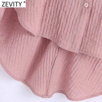 Zevity Naujas Moterų Mados vientisos Spalvos Rišti Dizaino Smock Palaidinė Office Lady Krūtinėmis Atsitiktinis Marškiniai, Elegantiškos Prarasti Blusas Viršūnes LS9486