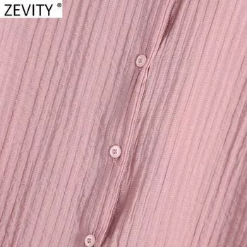 Zevity Naujas Moterų Mados vientisos Spalvos Rišti Dizaino Smock Palaidinė Office Lady Krūtinėmis Atsitiktinis Marškiniai, Elegantiškos Prarasti Blusas Viršūnes LS9486