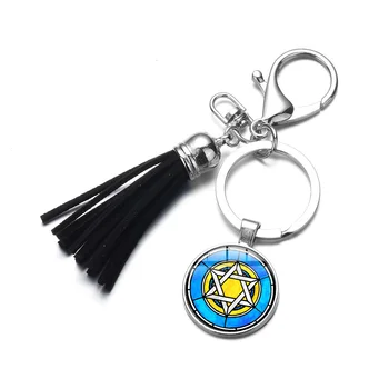 Karštas Dovydo Žvaigždę, Pakabukas Keychain Shield Hexagram Modelio Dizainas, Juodas Odinis Kutas Keychain Izraelio Žydų Papuošalai Didmeninė