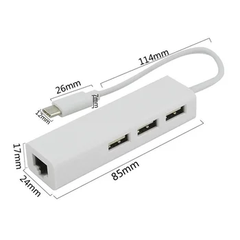 Naujas USB Ethernet Tipo C USB-C 3.1-USB 3.0 Hub 