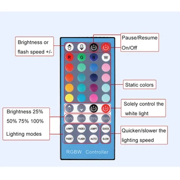 Infraraudonųjų SPINDULIŲ Nuotolinio valdymo pultelis 40 Klavišus RGBW Led Belaidžio Dimeris RGB/RGBW 3528 5050 LED Juostelės Žibintai