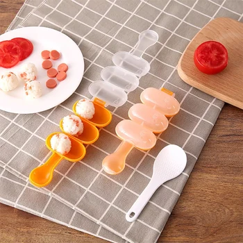 3 Ląstelių Plastiko Onigiri Ryžių Kamuolys Korėjiečių Ir Japonų Maisto Vaikams Suši Shaker Maker Vienodas Pelėsių Įtaisą Prietaiso Priedai, Įrankiai