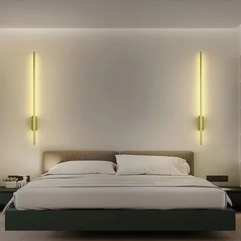 Ilgai Juostelės LED Sienos Lempos Tri-spalva Keičiasi Šviesos Šiuolaikinio Gyvenimo Kambario, Miegamasis, Naktiniai staleliai, Lempa Fone Sienų Apdaila Gold Juodas