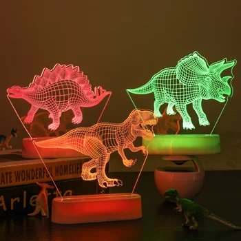 3D Dinozaurai Naktį Šviesos Dinozaurų Grupė su Gimtadieniu Dekoracijos Vaikams Baby Shower Dekoro Dovanos Vaikams Parduotuvė