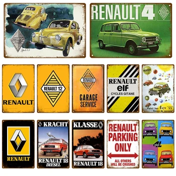 Retro Paslaugų Renault 4 Automobiliai Metalo Pasirašyti Alavo Pasirašyti Garažas Apnašas Metalo Sienų Dekoras Derliaus Dekoro Plakatas Plokštės Vyras Urvas Shabby Szyk