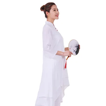 Kinijos Tradicinių Kostiumų Tango Kostiumas Vyrams Kung Fu Kostiumas Wu Shu Vienodas Chi Drabužiai Balti Marškiniai+Kelnės Kovos Menų Kostiumas