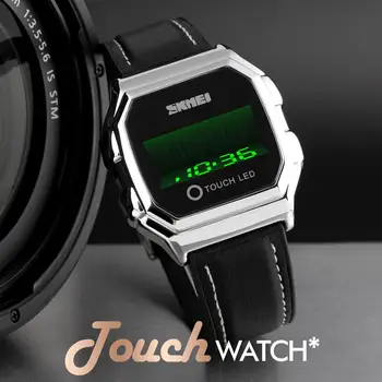 Sportas Žiūrėti SKMEI Touch LED Skaitmeninis Aukso Laikrodžiai Mens Data Laikas Kūrybos Laikrodis Vyrams, Laikrodžius Mados Vandeniui Reloj Hombre